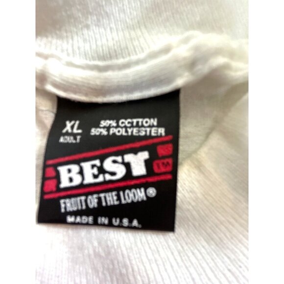 Vintage Fruit of the Loom Mens Graphic T-Shirt WQIK FM 99 White Multi Size XL Co - Picture 4 of 5